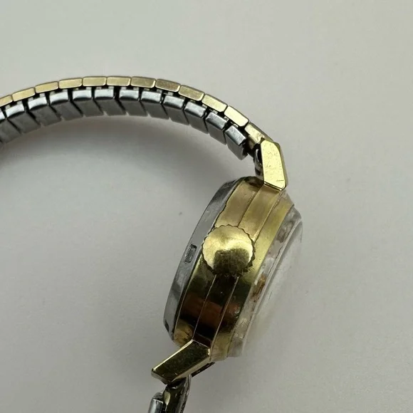 Vintage Bulova Women’s Self-Winding Watch | Two-Tone Stretch Bracelet | Date - Picture 10 of 13